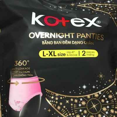 Combo 6 Gói Băng Vệ Sinh Kotex đêm dạng quần vừa vặn chống tràn 360 size  L-XL (2 miếng/gói)-HSD luôn mới