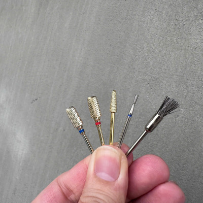 Combo 4 Đầu Mài Mạ Vàng Titan Đúc Làm Nail Siêu Mịn, An Toàn Cho Móng, Dành Cho Thợ Nail Nail Phương Miu, Mài Móng Nhanh