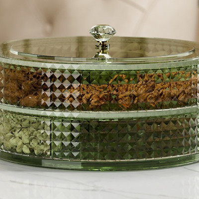 Khay Đựng Mứt Tết Vân Kim Cương, Hộp Đựng Mức Bánh Kẹo Tết Cao Cấp 1 Tầng 2 Tầng Xoay 360 Độ Song Anh- Hàng Chính Hãng