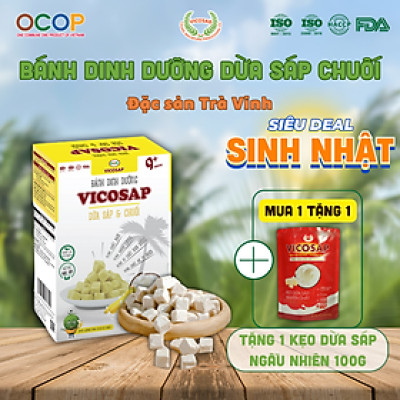 Bánh dinh dưỡng VICOSAP làm từ dừa sáp không chiên qua dầu ăn vặt healthy cho bé
