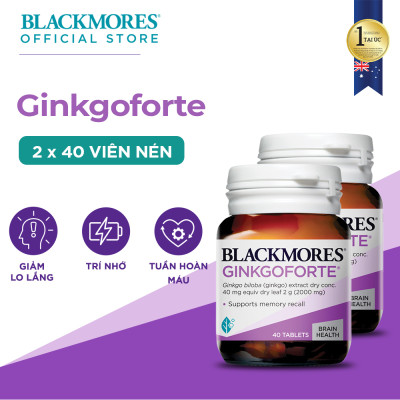 Combo 2 Lọ 40 Viên Uống Hỗ Trợ Tuần Hoàn Máu Não Blackmores Ginkgoforte