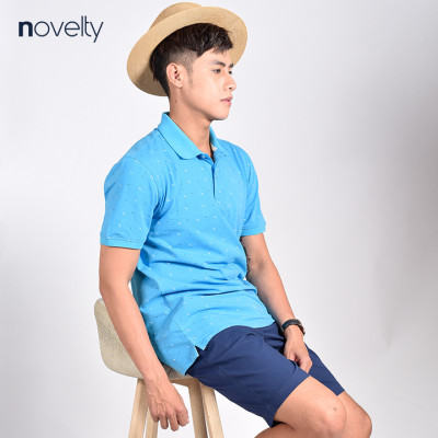 Áo Polo nam Novelty in họa tiết phối bo dệt trơn màu NATMHTMCSR181122N