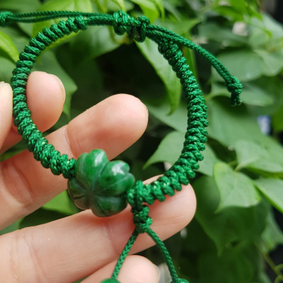 Vòng Đeo Tay Nữ Kiểu Dây Xanh Cỏ 4 lá Xanh mới lạ đẹp lắm à nha Chất liệu đá cẩm thạch xanh lá cỏ thắt dây kiểu xanh xanh rẻ đẹp lắm à nhen Nữ mệnh Mộc Hỏa Thủy đeo tay may mắn tăng đưa rút chỉnh theo tay lớn nhỏ được hết đẹp lắm à nha