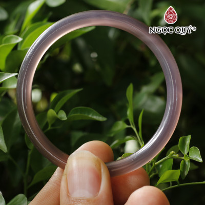 Vòng tay chalcedony tím bản tròn (bản 6-7mm) - Ngọc Quý Gemstones