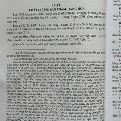 Sách Luật Chất Lượng Sản Phẩm, Hàng Hóa sửa đổi, bổ sung năm 2025 (V2615T)