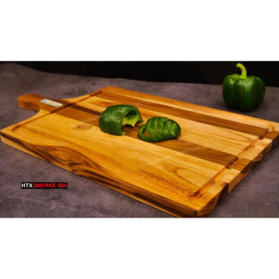 Thớt Gỗ Teak Cao Cấp - Cắt Thái, Trang Trí - 45x25x1,4cm - CNTC05 | HTX DAO PHÚC SEN