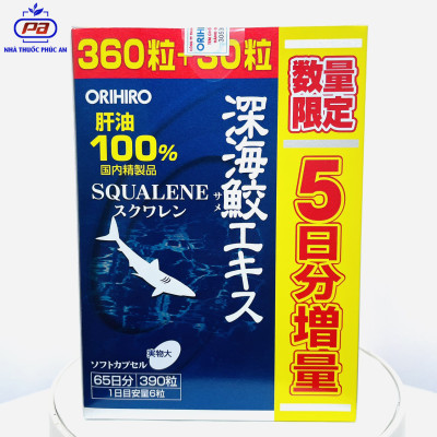 Viên uống dầu gan cá Squalene Orihiro Nhật Bản 390 viên hỗ trợ xương khớp, tim mạch