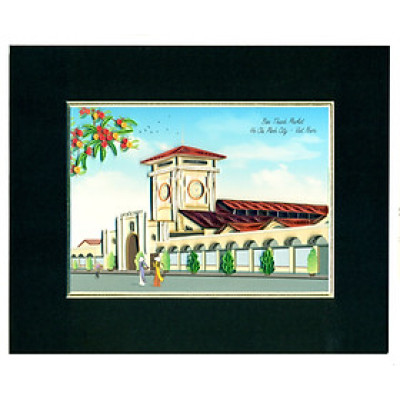 Tranh Giấy Xoắn Nghệ Thuật - Chợ Bến Thành - size 20x25cm