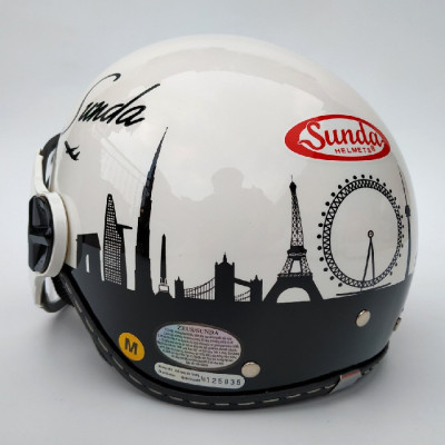 Mũ bảo hiểm nửa đầu có kính Sunda 180B tem