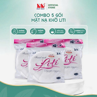 Combo 5 Gói  Mặt nạ khô Liti vải rayon mềm mịn 100 miếng (21x23cm) không hóa chất chuyên chăm sóc da mặt