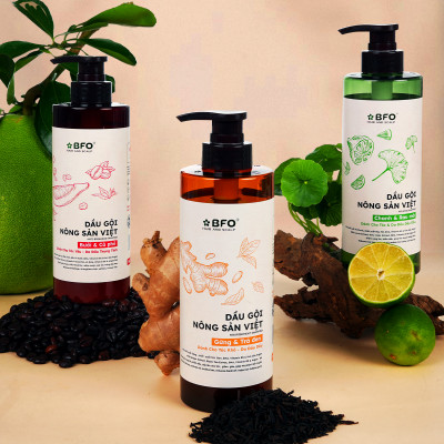 Combo Dầu Gội & Dầu Xả Chiết Xuất Nông Sản Việt Gừng, Bưởi, Chanh 500ml | Làm Sạch, Nuôi Dưỡng Da Đầu, Tự Hào Hàng Việt