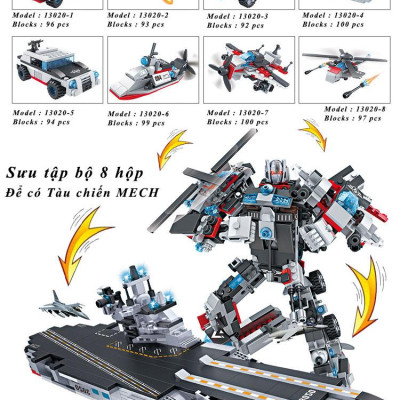 Đồ chơi lắp ráp trẻ em bằng nhựa ABS an toàn -Tàu chiến MECH và SIEU ROBOT BẢO VỆ TRÁI ĐẤT-  