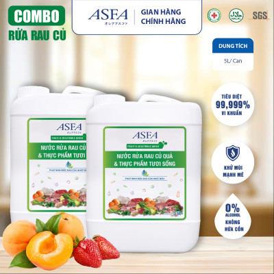 [Combo 2 Can] Nước Rửa Rau Củ Quả và Thực Phẩm Tươi Sống Khử Mùi, Diệt Khuẩn ASFA Fruits & Vegetable 5 Lít