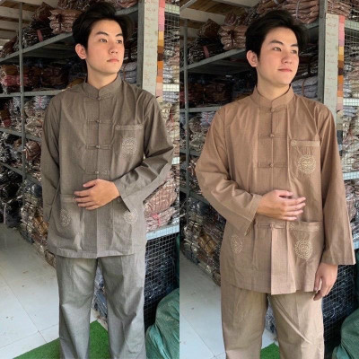 ĐỒ LAM ĐI CHÙA  Lãnh Tụ Thêu Túi Tay Dài