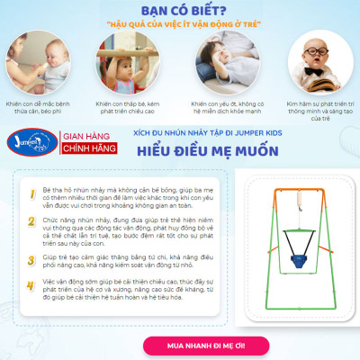 Combo Xích Đu Nhún Nhảy Tập Đi Cho Bé JUMPER KIDS JPKG102 Cao Cấp Có Thêm Chân Ngang Và Ghế Xích Đu Tích Hợp Bàn Ăn Dặm