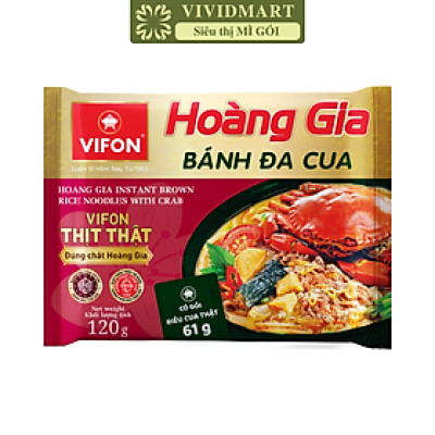 VIFON – Bánh Đa Hoàng Gia hương vị cua (có gói riêu cua thật) (120g/gói) - Bánh Đa Cua Hoàng Gia 