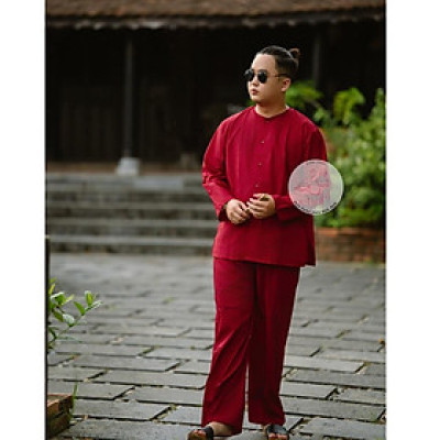 BIGSIZE Bộ áo bà nam truyền thống đỏ đô - Có bộ bà ba Bigsize- may sỉ bà ba toàn quốc - May bộ bà ba theo yêu cầu