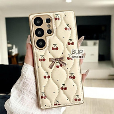 Ốp Lưng TPU Chỉ Nổi Họa Tiết Quả Cherry Cho Samsung S25 Ultra / S25 PLus / S24 PLus / S24 Ultra / S23 Ultra