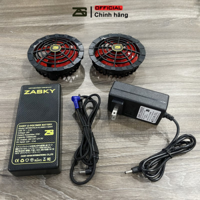 Bộ Phụ Kiện Áo Điều Hòa ZASKY Nhật Bản Cao Cấp, Dành Cho Người Lao Động Ngoài Trời Nắng Nóng, Quạt 12V Không Chổi Than, PIN 40.000mAh, BH 12 Tháng