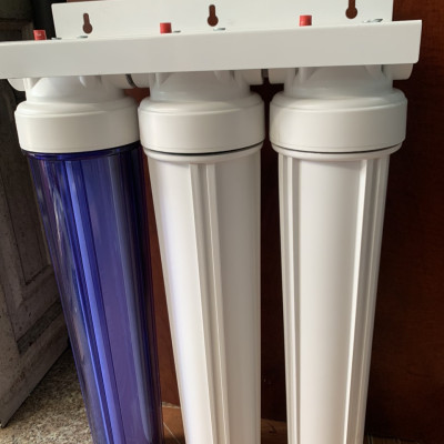 Bộ lọc nước sinh hoạt 3 cốc 20inch (gồm cốc +tay vặn+lõi 1,2,3 +pat treo), màu cốc tùy đợt/ lọc đầu nguồn
