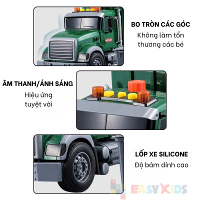 Xe Rác Đồ Chơi, Xe Chở Rác Đổ Rác Cỡ Lớn Cho Bé Có Đèn Nhạc