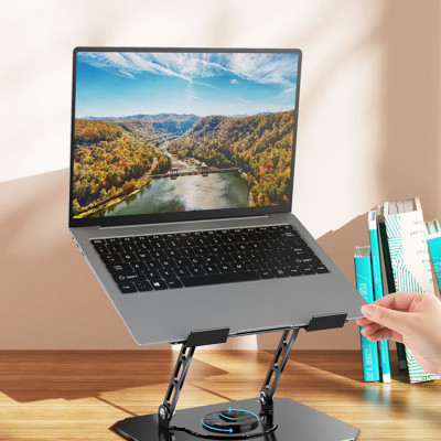 Kệ đỡ giá đỡ đế tản nhiệt dành cho laptop, macbook, máy tính hợp kim nhôm gấp gọn xoay 360 độ nhiều nấc độ cao - K2 - Hàng chính hãng