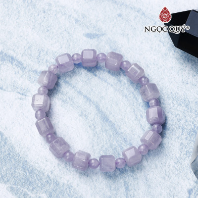 Vòng thạch anh tím ngọc lavender amethyst hạt vuông 8mm, hạt tròn 5mm mệnh hỏa. thổ - Ngọc Quý Gemstones