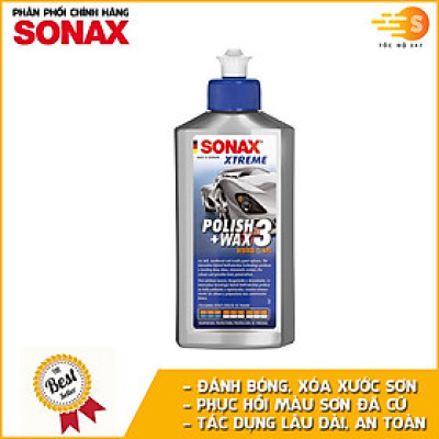 Kem đánh bóng, xóa xước và bảo vệ sơn xe ô tô 3in1 Sonax 202100 250ml - phục hồi sơn cũ, xóa vết xước nhỏ và bảo vệ sơn xe toàn diện