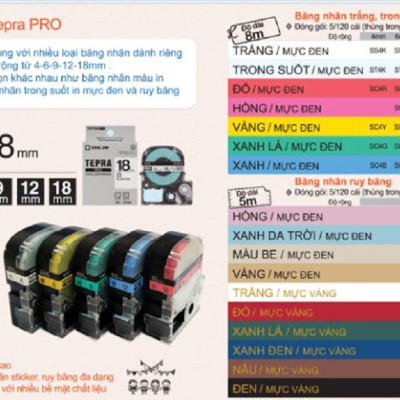 Nhãn in Tepra SC24R (Chữ Đen Nền Đỏ, Khổ 24mm) - Hàng chính hãng