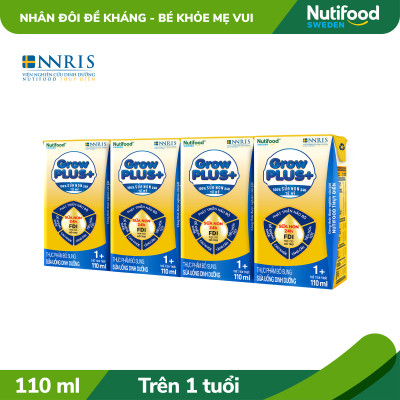 Thùng sữa bột pha sẵn Nutifood GrowPLUS+ Sữa Non Tăng Đề Kháng 1+  (48 hộp x 110ml)