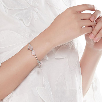 Vòng tay bạc mix thạch anh hồng Ngọc Quý Gemstones VT62