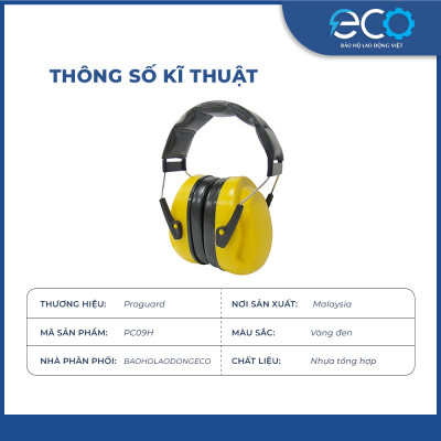 Chụp tai chống ồn Proguard PC09H giảm ồn 30dB điều chỉnh được theo cỡ đầu giảm ồn bảo vệ tai