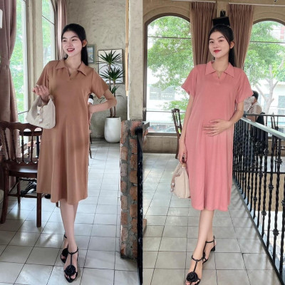 Đầm bầu Polo thun tăm dáng dài trẻ trung, năng động đi làm, đi chơi Nữ  Women