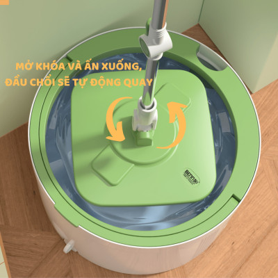 Bộ Chổi Lau Nhà Mini Tách Nước Bẩn Bennix Thailand, Cây Lau Nhà Tự Vắt Thông Minh BN-688SM Kèm Thùng Cao Cấp- Hàng Chính Hãng