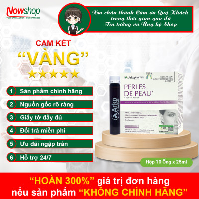 Nước uống collagen marin 5000mg Perles De Peau Arkopharma hộp 10 ống dưỡng ẩm đẹp da ngừa lão hóa – Nhập khẩu chính hãng Pháp