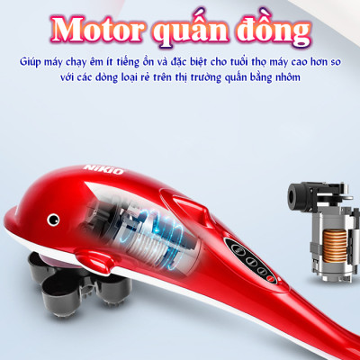 Máy mát xa cầm tay cá heo Nikio NK-608B - Điện tử, 6 đầu massage
