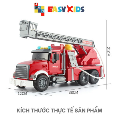 Xe Cứu Hỏa Đồ Chơi Cỡ Lớn, Đồ Chơi Xe Cứu Hỏa Mô Hình 1:12 Cho Bé Có Đèn Nhạc