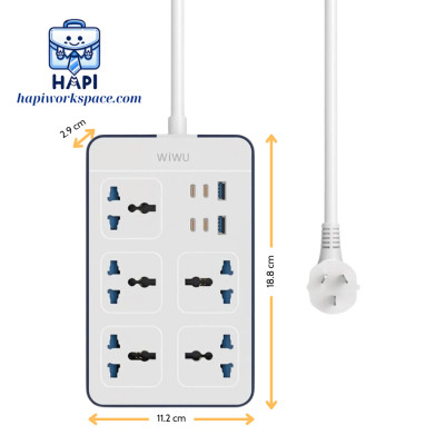 Ổ điện hàng chính hãng WiWU Power Strip PS524 20W GaN 11-in-1 Wi-S006, đa chức năng