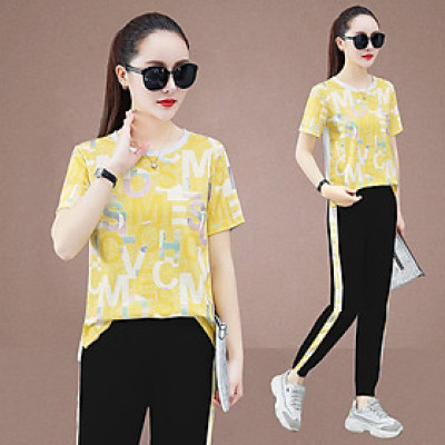 BỘ THUN THỜI TRANG PHỐI CHỮ IN 3D LẤP LÁNH