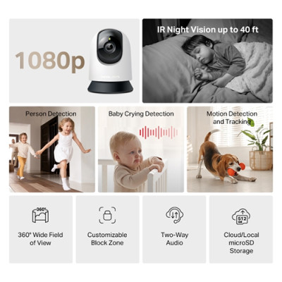 Camera trong nhà Mercusys Pan/Tilt Home Security Wifi Full HD 1080p MC200 - Hàng chính hãng