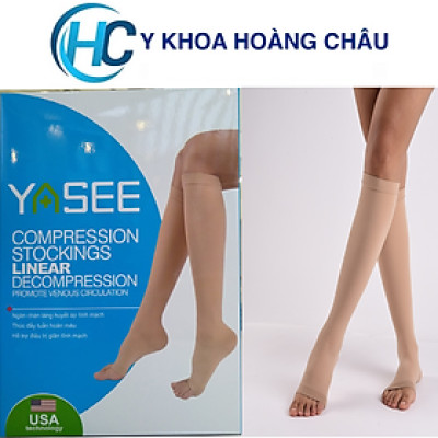 Vớ y khoa (vớ gối) Yasee, tất chống suy giãn tĩnh mạch (Vớ gới, màu da, hở ngón)