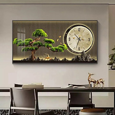 (HCM) Tranh đồng hồ tráng gương hoa la tropical trang trí phòng khách,quà tân gia kèm đinh treo