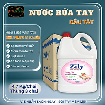 Nước rửa tay Zily chai 4.7Kg ( 3 chai/ thùng ) - Tặng 1 chai xịt thơm & khử mùi Zily 300g