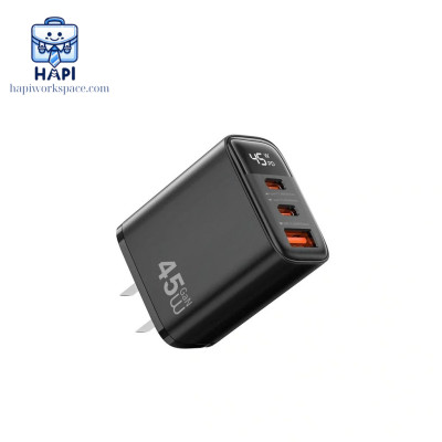 Củ sạc GaN hàng chính hãng WiWU Firefly 45W Wi-G011: 3 cổng, hỗ trợ PPS 21V, QC3+, sạc nhanh đa thiết bị