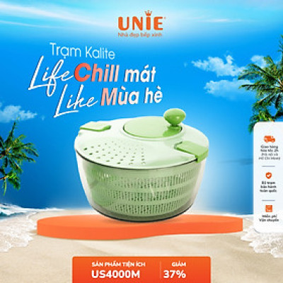 Bộ dụng cụ quay vắt đa năng Unie US4000M, dung tích 4L,Lưỡi dao cao cấp, 7 chức năng trong 1: Cắt, thái, bào rau củ - hàng chính hãng