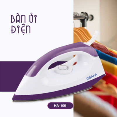 Bàn ủi (BÀN LÀ) khô OSAKA HA108 1000W - Hàng chính hãng