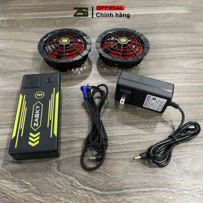 [Xả Kho, Giảm Giá] Bộ Phụ Kiện Áo Điều Hòa ZASKY Nhật Bản Cao Cấp, PIN 40.000mAh, Quạt 12V, Chạy 18-20 T`iếng, Có 8 Số Gió Màn Hình LED, BH 12 Tháng