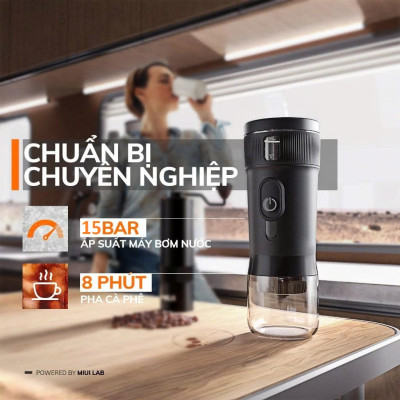 Máy Pha Cà Phê Bột Cafe Viên Nén MIUI Espresso DC12V + USB 100W Chức Năng Đun Nước Nóng Ngon Như Pha Máy Dùng Cho Xe Hơi Camping Picnic