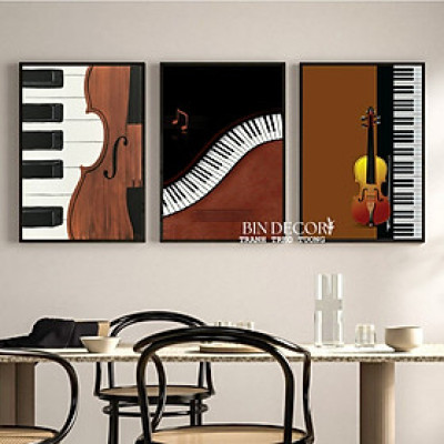 (ẢNH THẬT) Tranh treo tường âm nhạc 25 trang trí decor kèm đinh treo