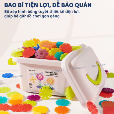 Bộ Lắp Ghép Cho Bé 3D Mideer Translucent Color Snowflake Blocks 200 Bông Tuyết Phát Triển Trí Tuệ